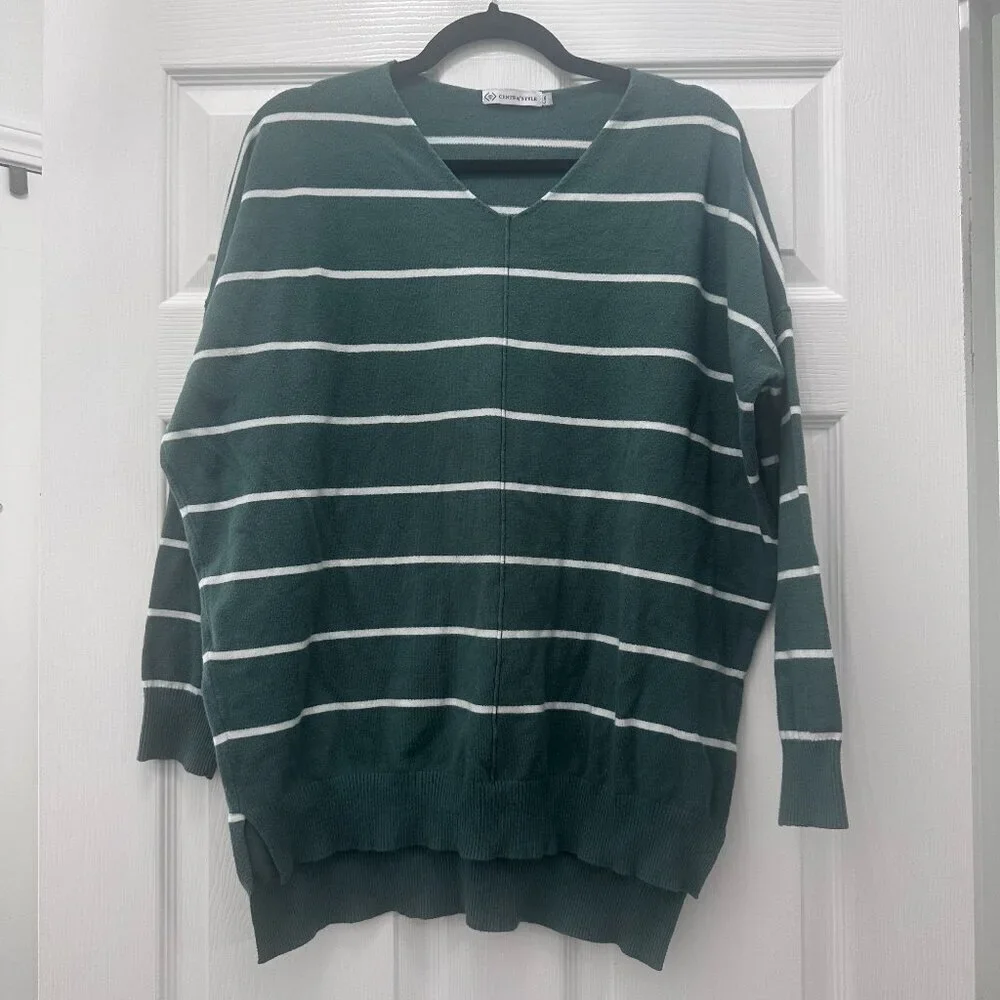 Green Cents of Style Emmy Striped Pullover Sweater Size L/XL